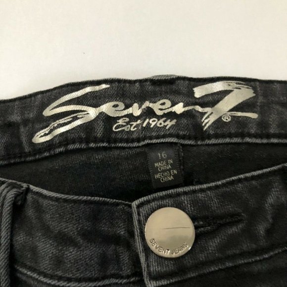 Seven7 Women's Black Dark Wash Mid Rise Skinny Jeans Regular Fit 16 34x27 - Picture 6 of 12